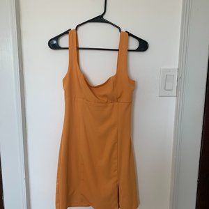 Orange Mini Dress with Slit